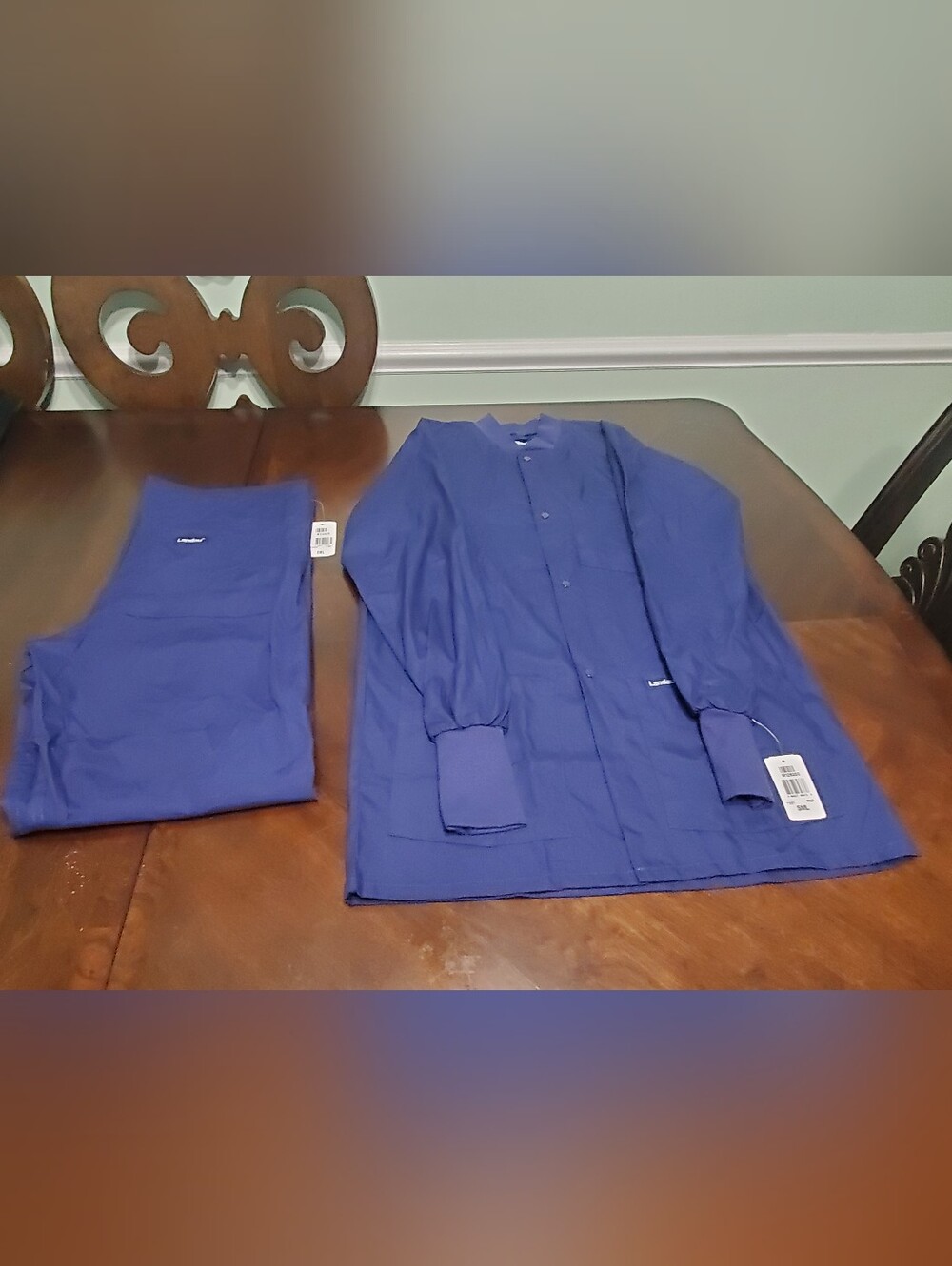 Unisex Landau Essentials NWT Scrub Set Small Navy Blue Snap Jacket & Pants